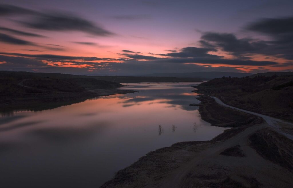 long exposure, filter, nd, nature, lake, river, water, sunset, grevena