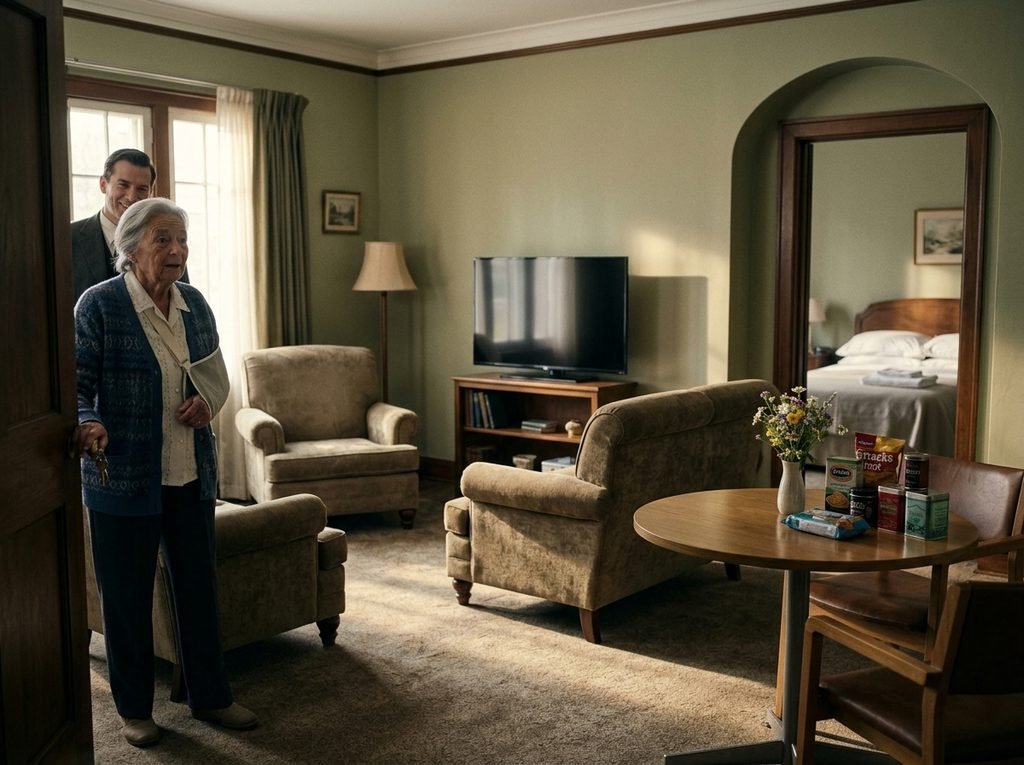 Aunt Nellie arriving at her new senior living suite, A Requital of Gratitude Chapter 3.