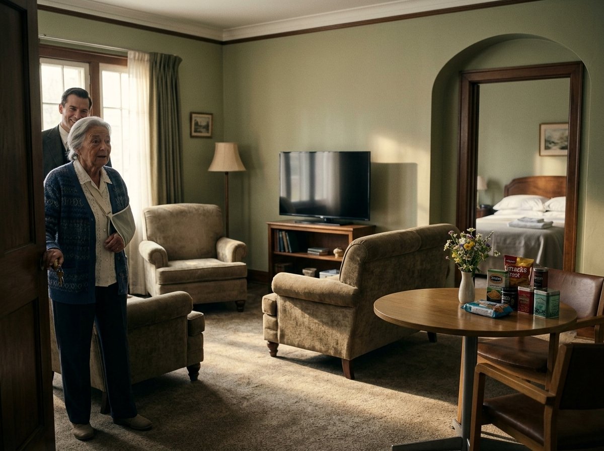 Aunt Nellie arriving at her new senior living suite, A Requital of Gratitude Chapter 3.
